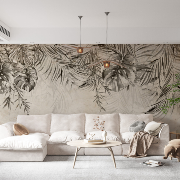 Zidni zidni zid od lišća na starom papiru