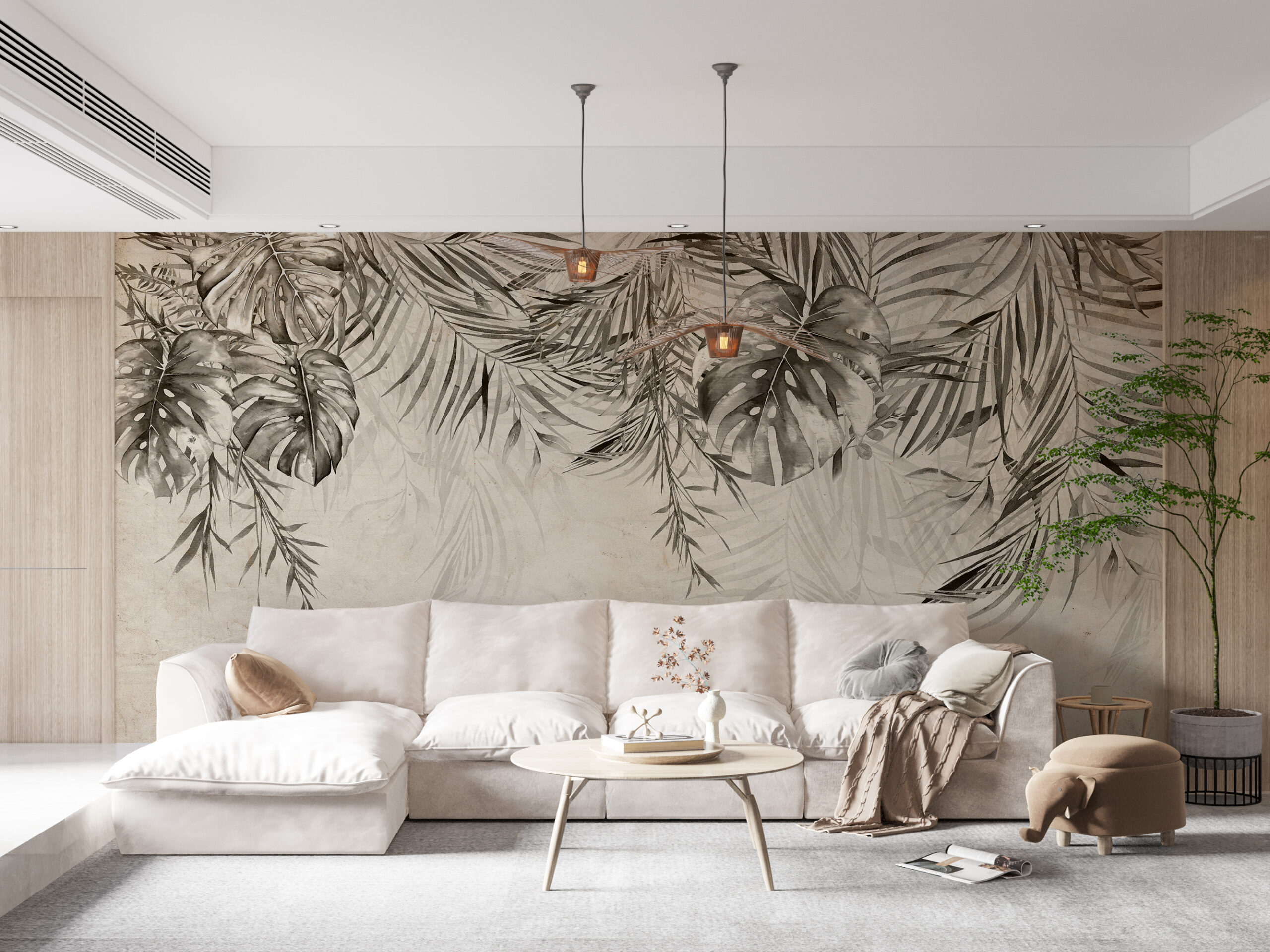 Zidni zidni zid od lišća na starom papiru