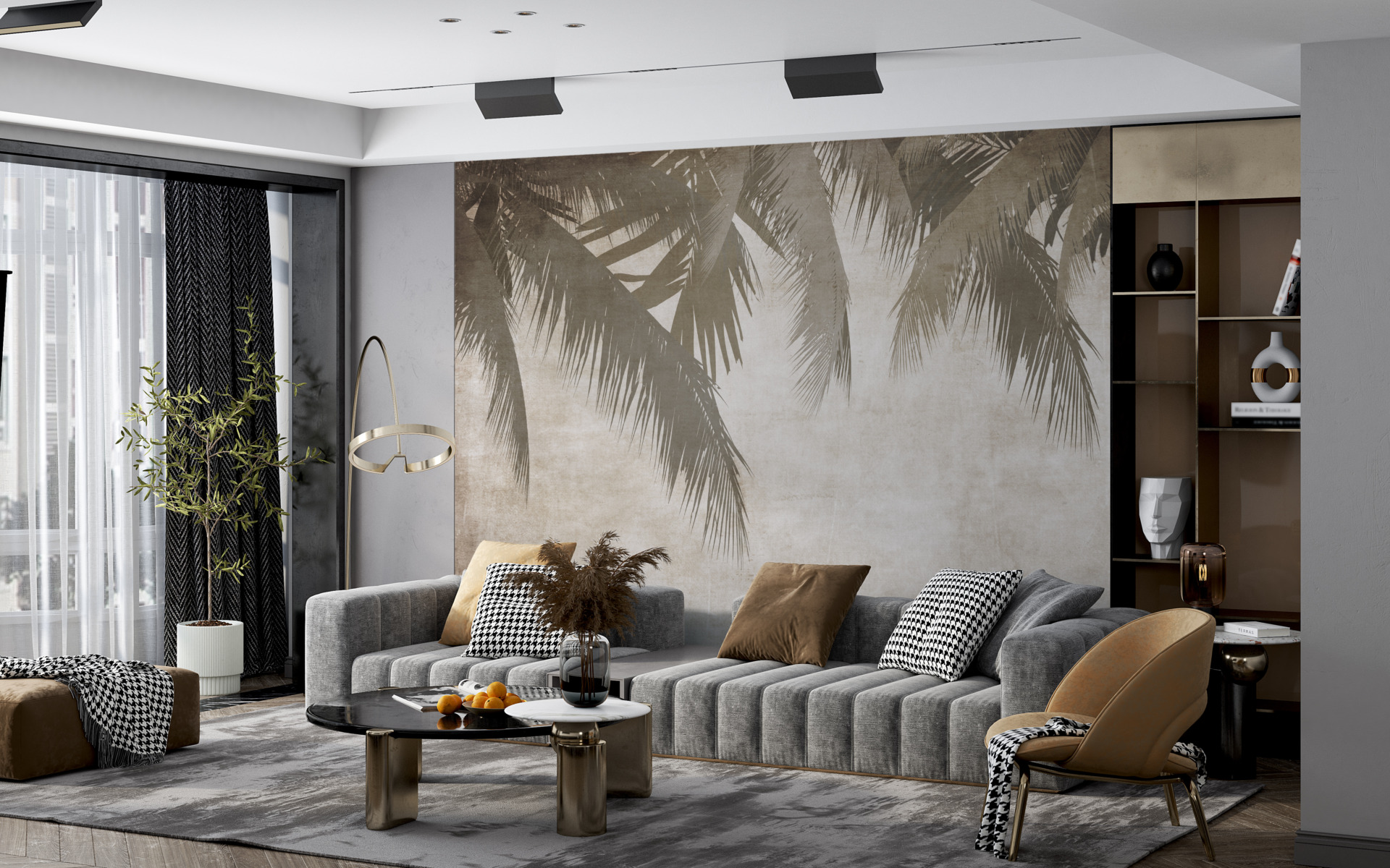 Zidni mural Sepia Leaves