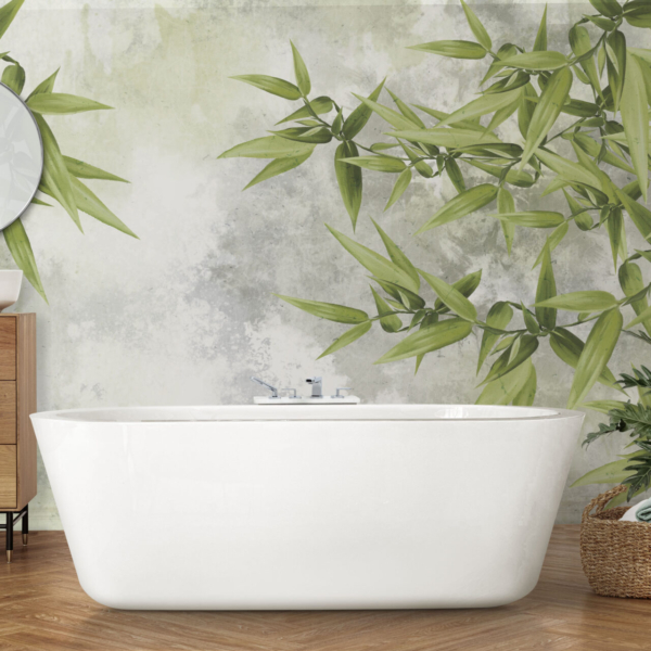 Lišće na pozadini zidne freske sivog neba