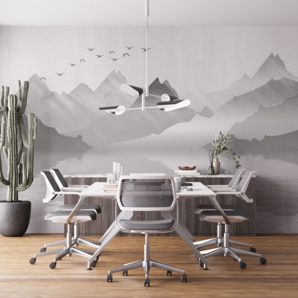 Zidni mural Brod na planinskom jezeru