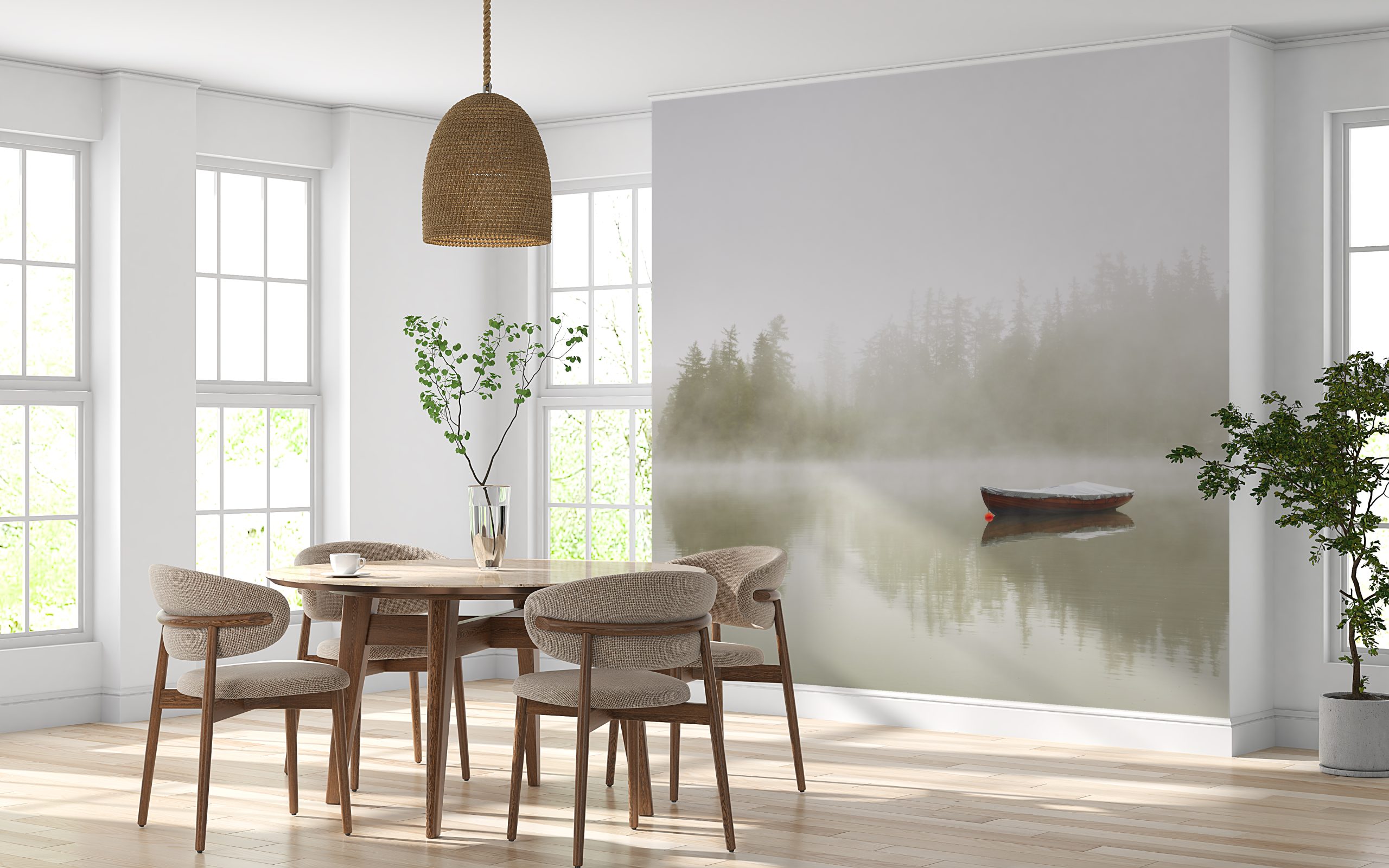 Zidni mural Brod na jezeru