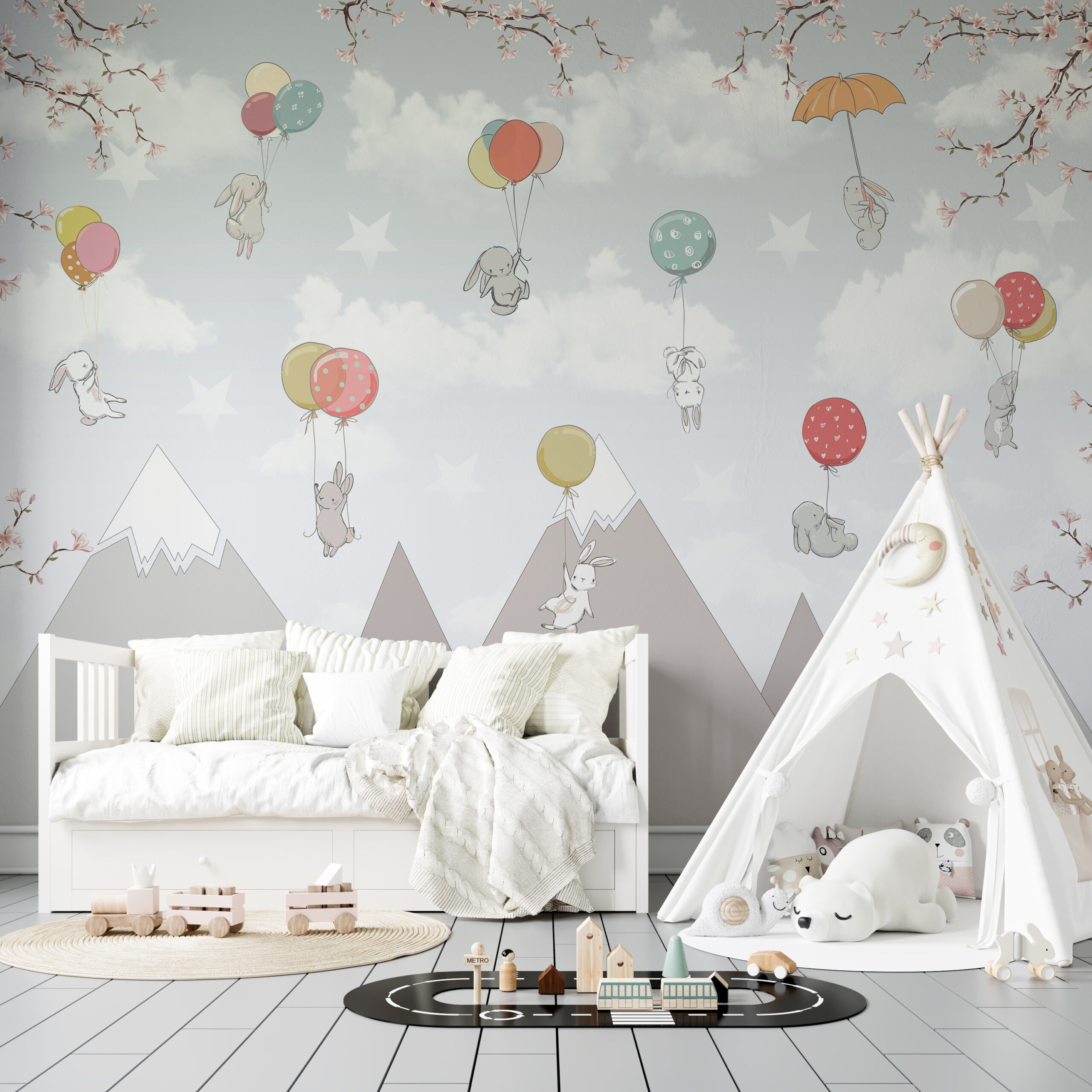 Zidni mural Let iznad planina