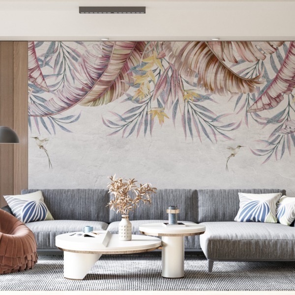 Zidni zidni zid s oslikanim lišćem