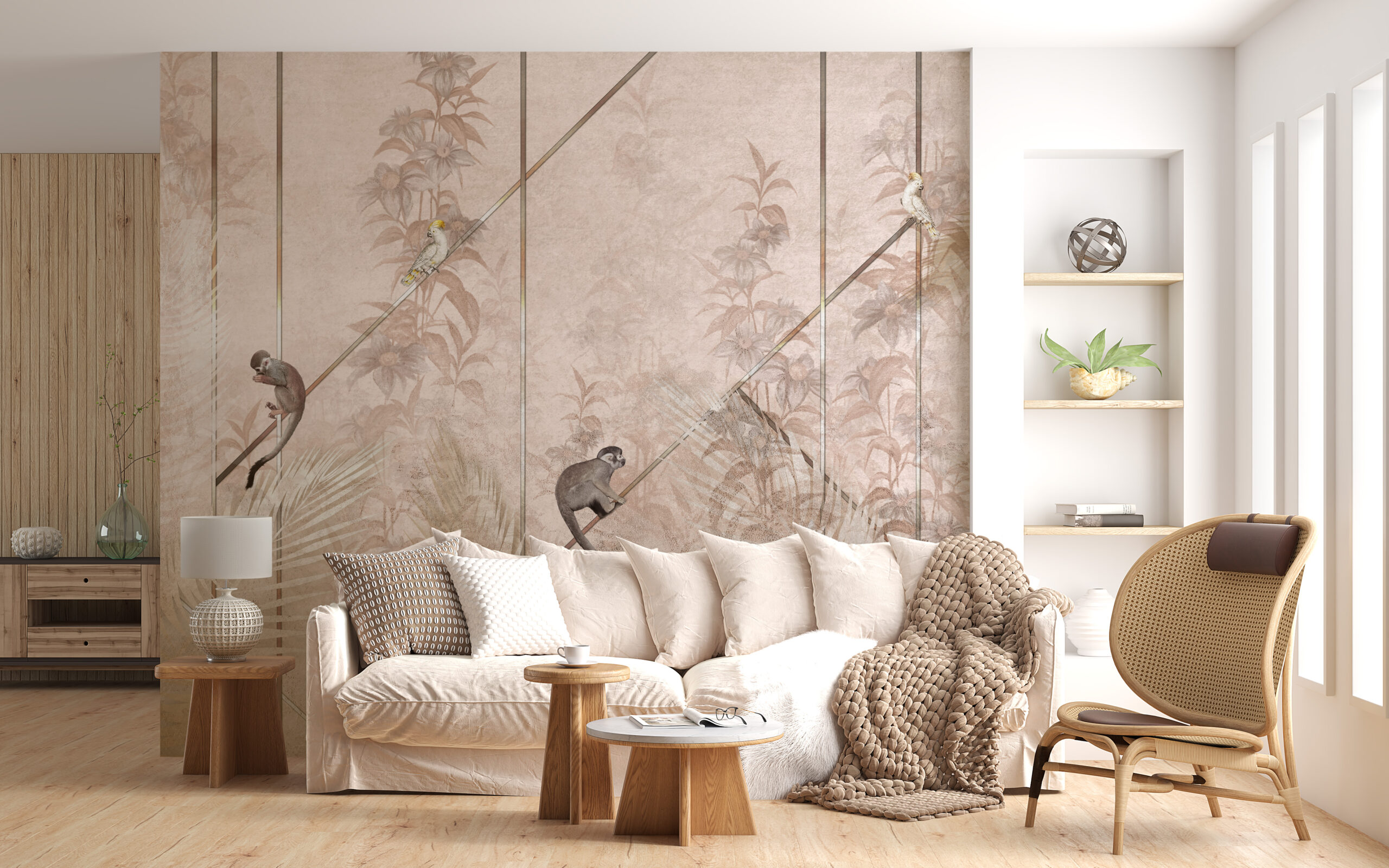 Zidni zidni zid majmuna u uzorcima