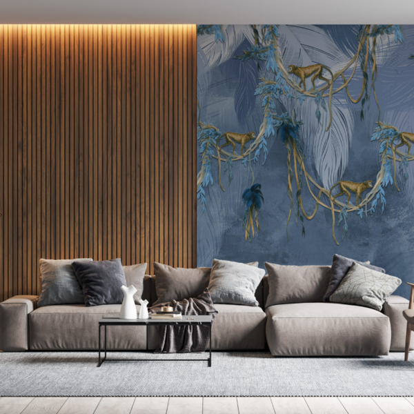 Zidni mural Majmuni u plavom