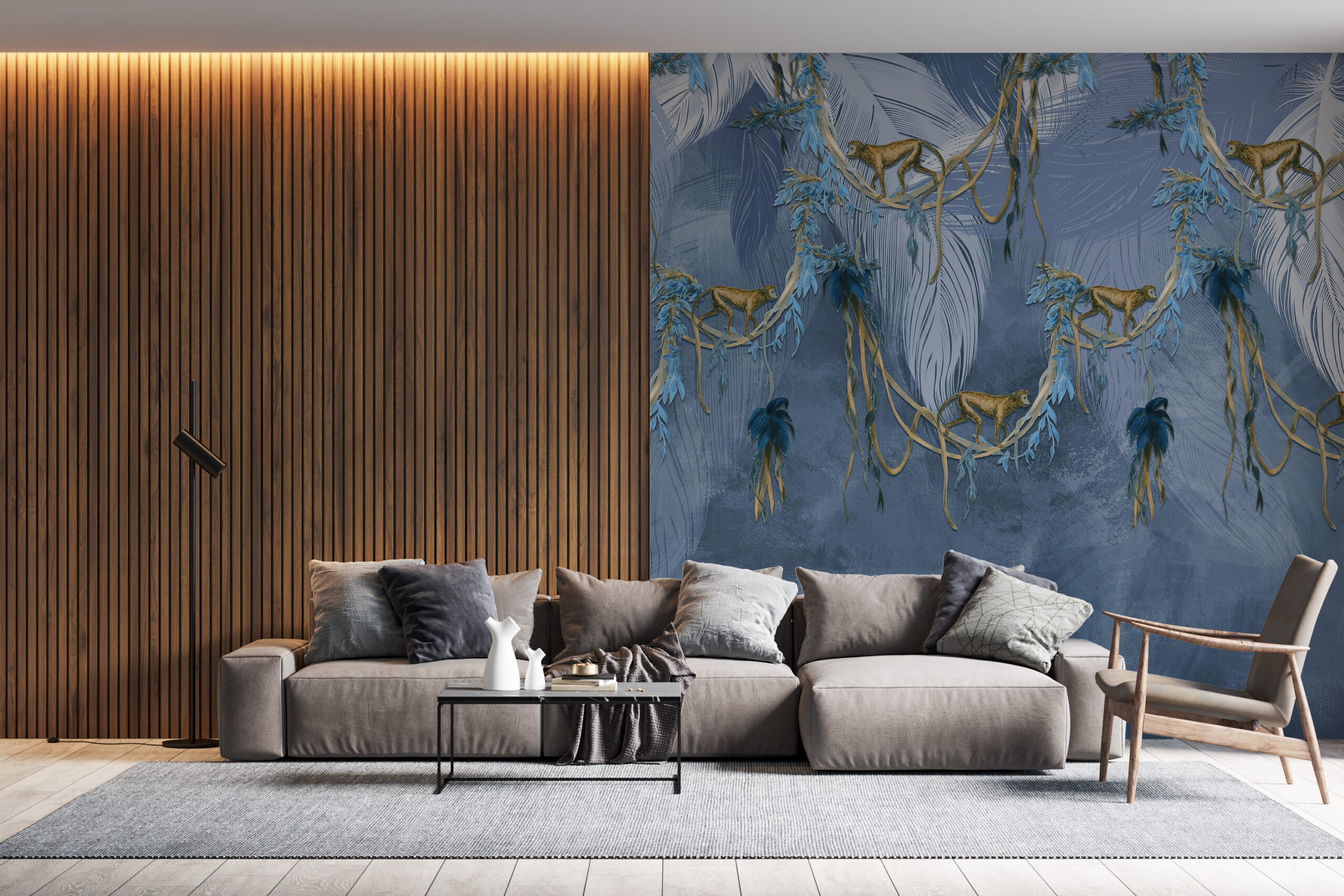 Zidni mural Majmuni u plavom