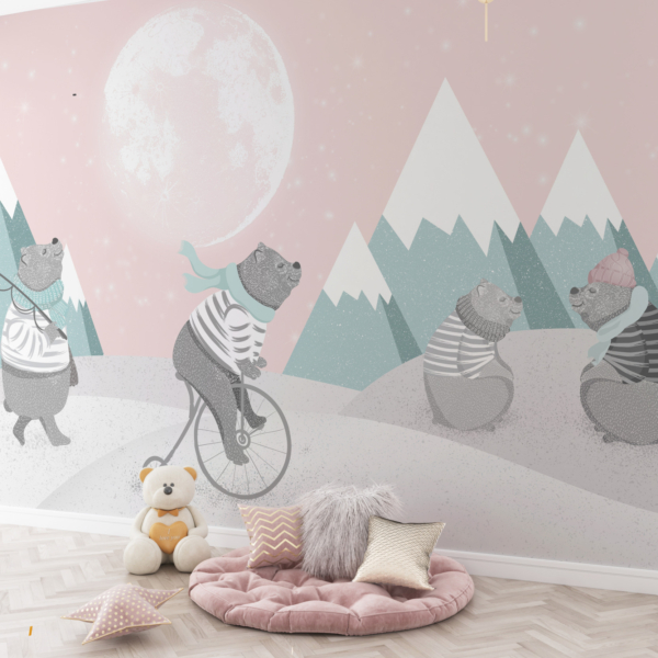 Zidni mural Medvjedići na zimskim praznicima