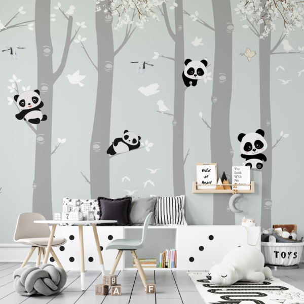 Zidni zidni zid Panda medvjedi na drveću