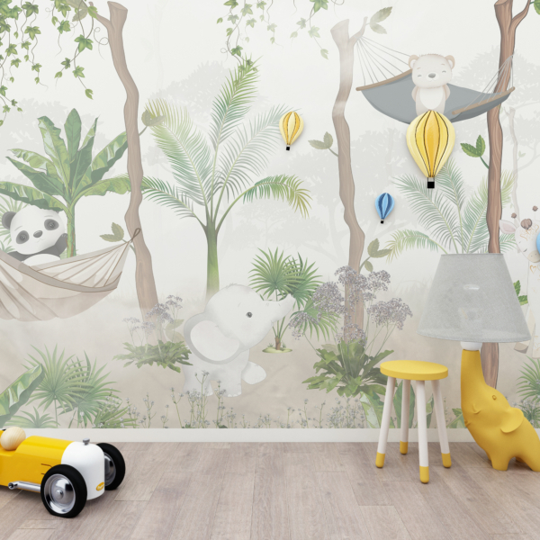 Zidni mural Medvjedići u visećoj mreži