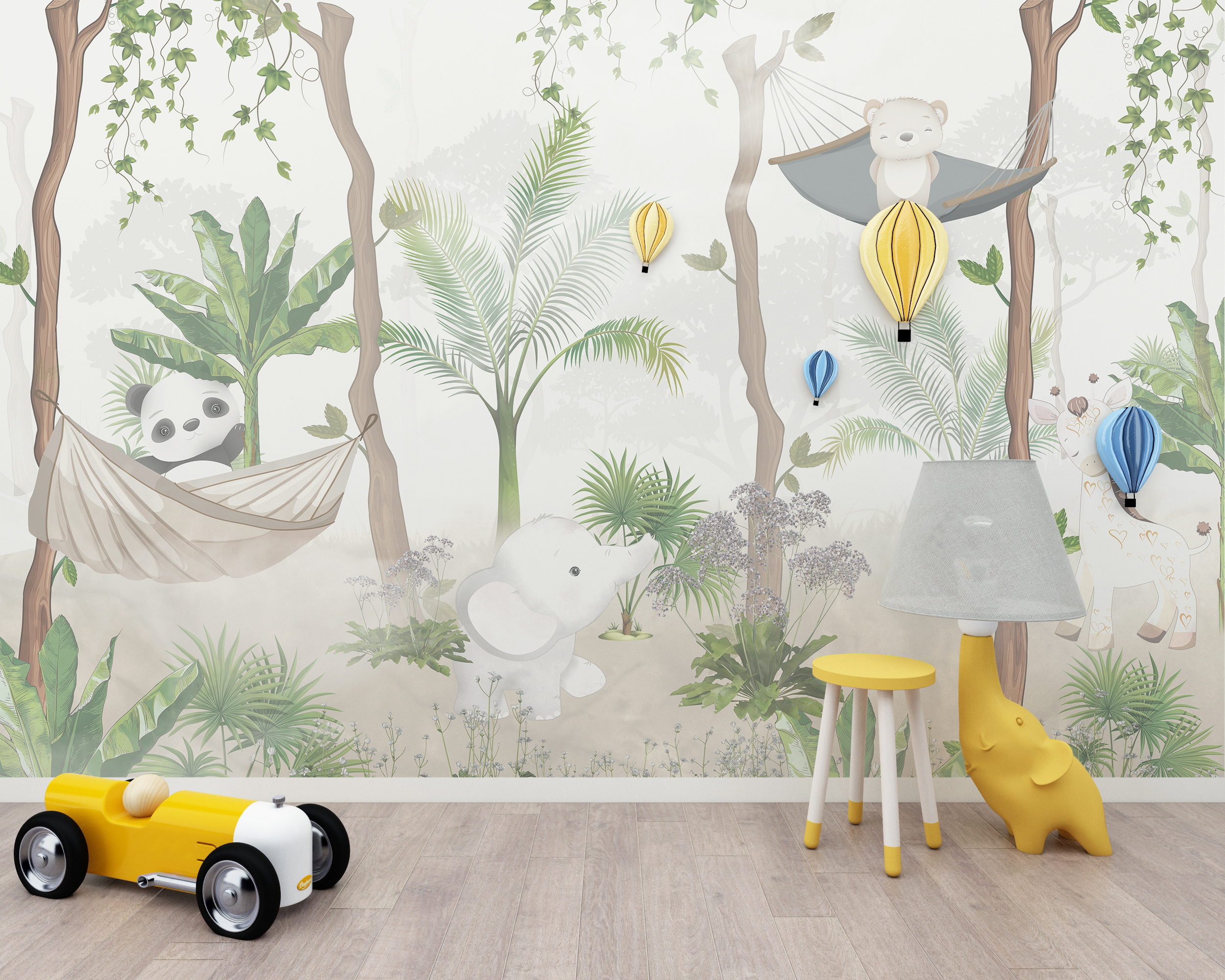 Zidni mural Medvjedići u visećoj mreži