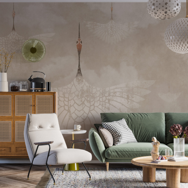 Zidni mural s motivom letećih ptica