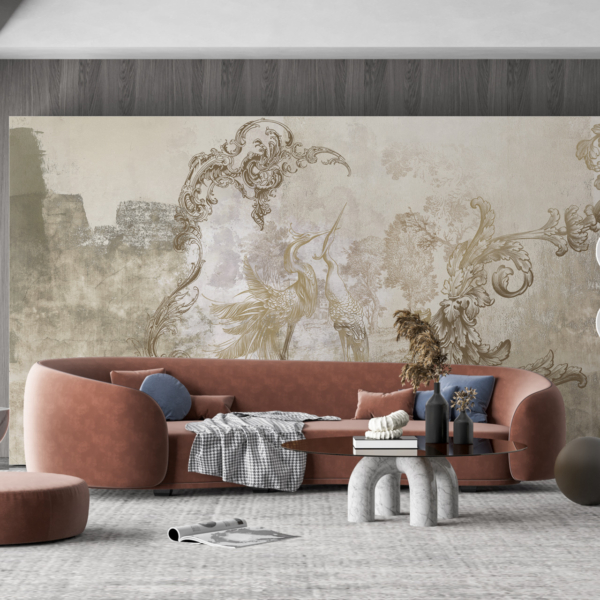 Zidni mural Sepia Floral Motiv