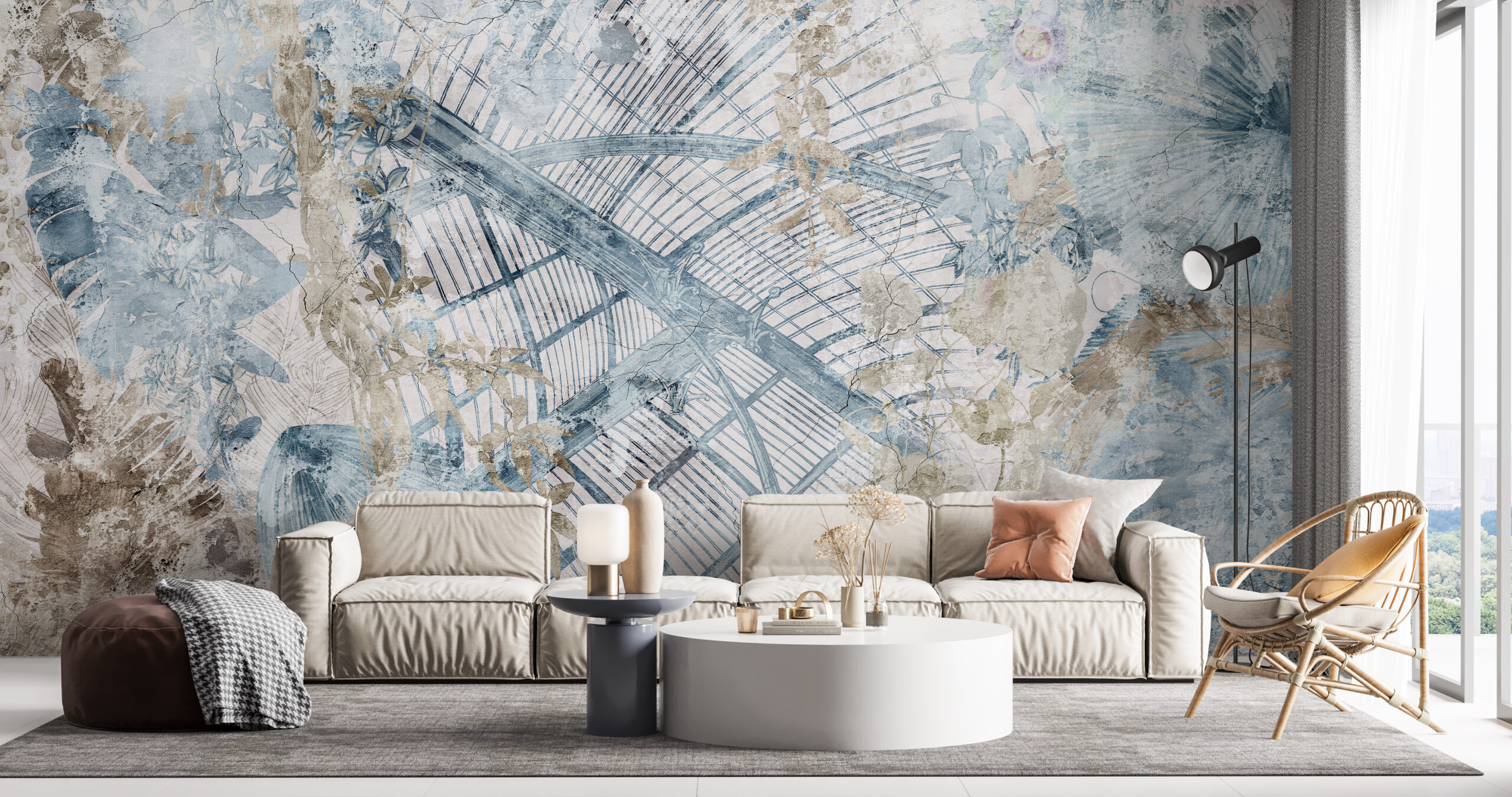 Plava isprepletena zidna stena