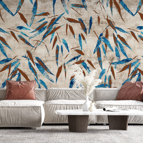 Zidni zid Plavo i smeđe lišće