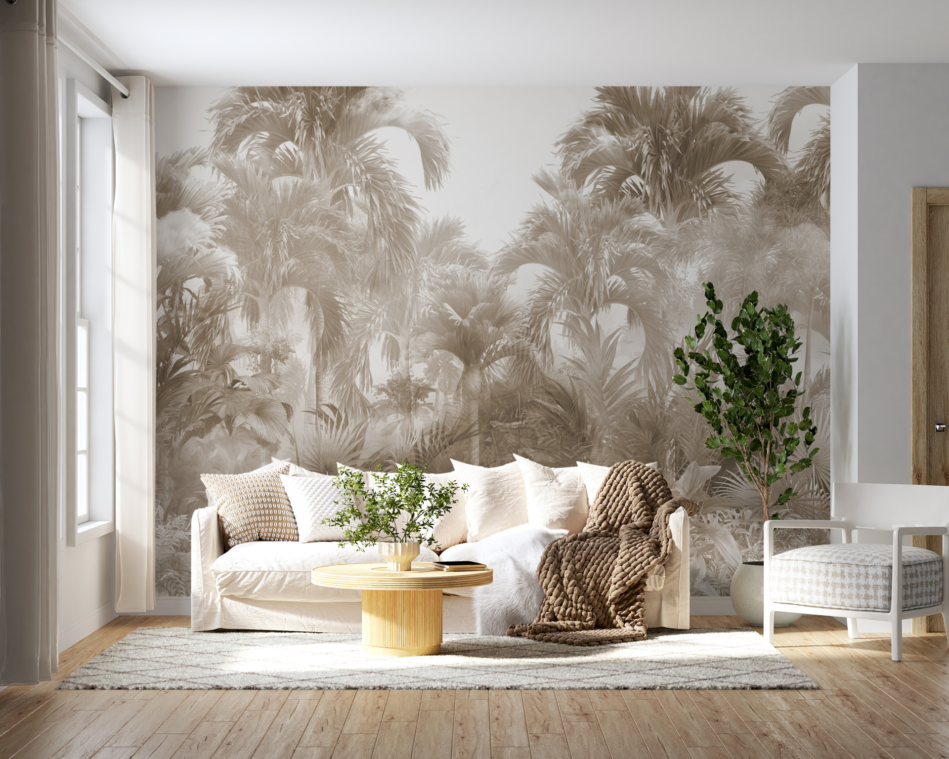 Zidni mural Neotkrivena džungla u Sepiji