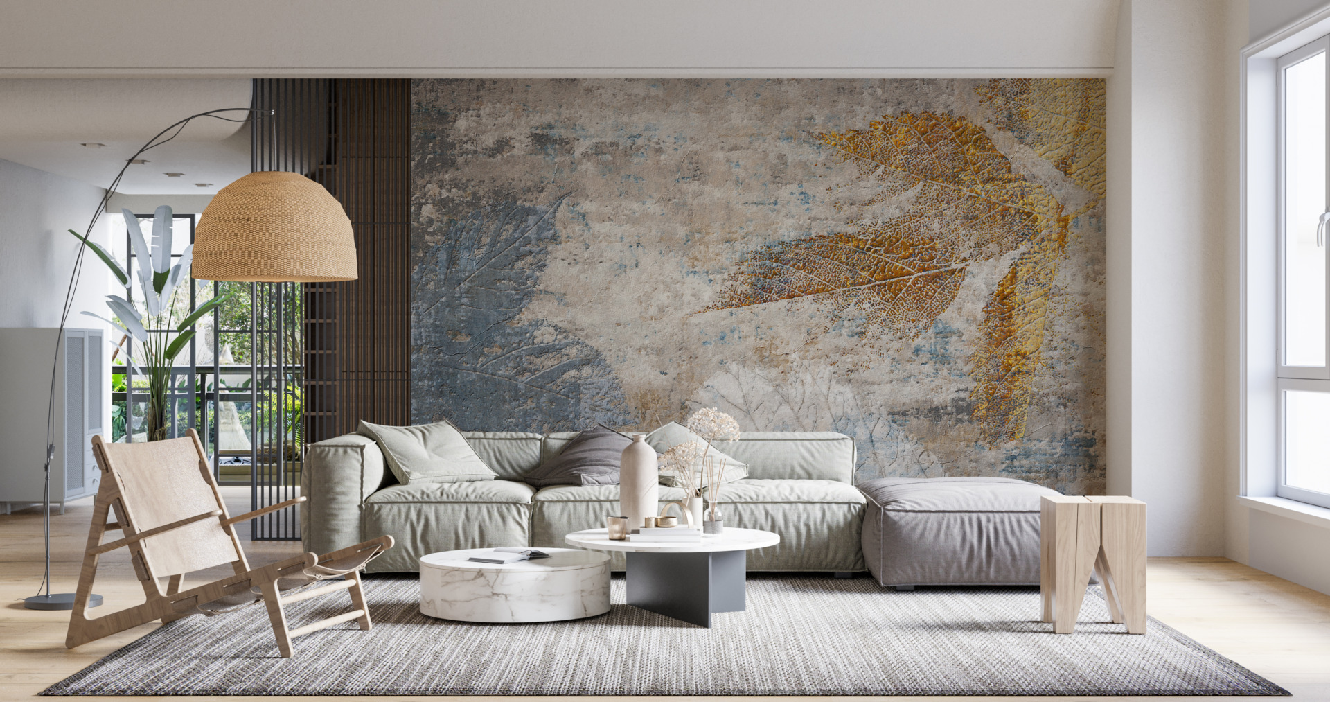 Zidni zidni zid s otiskom lišća