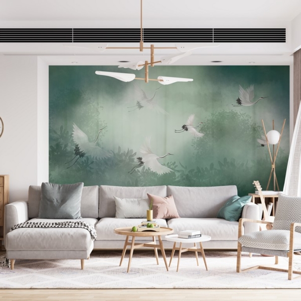 Zidni mural Leteće dizalice u magli