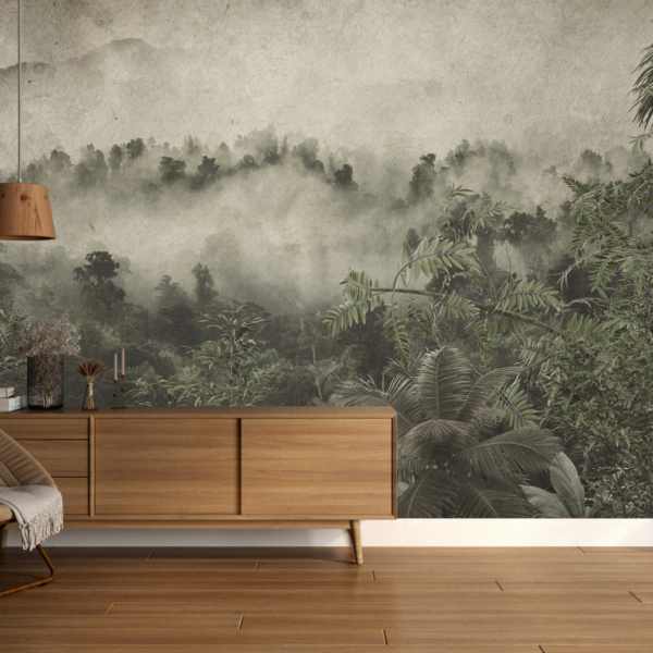 Zidni mural s padom guste magle