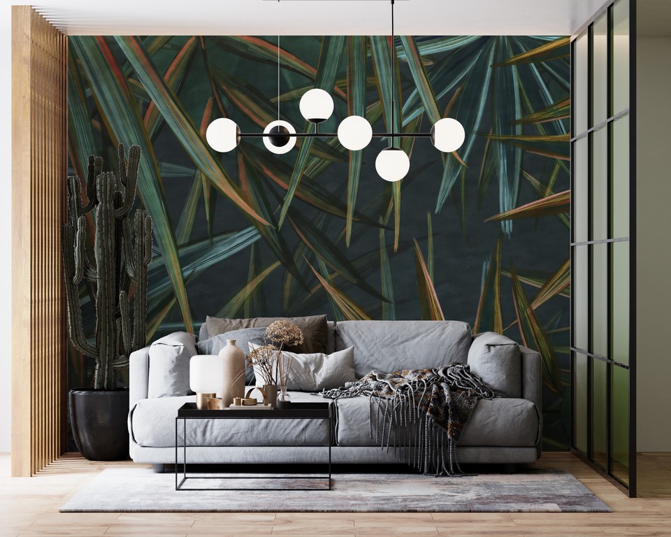 Zidni zid oštrog zelenog lišća