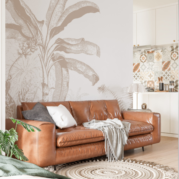 Zidni mural palme na bijeloj pozadini