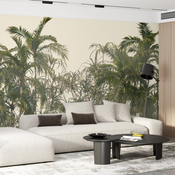 Zidni mural od uskih lisnatih palmi