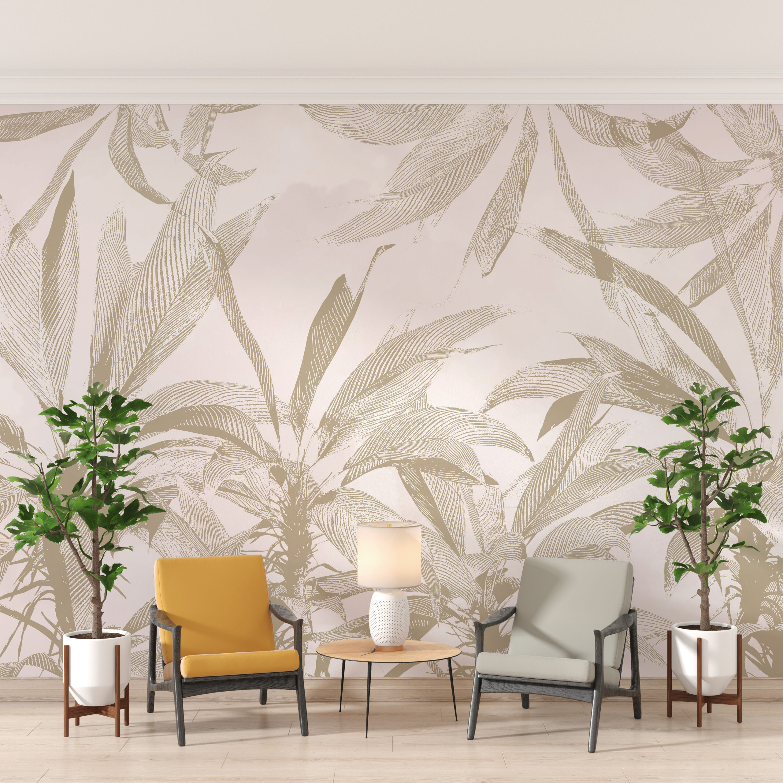 Zidni mural palme u toplim bojama