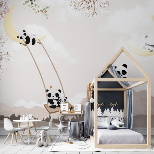 Zidni mural Panda na ljuljačkoj