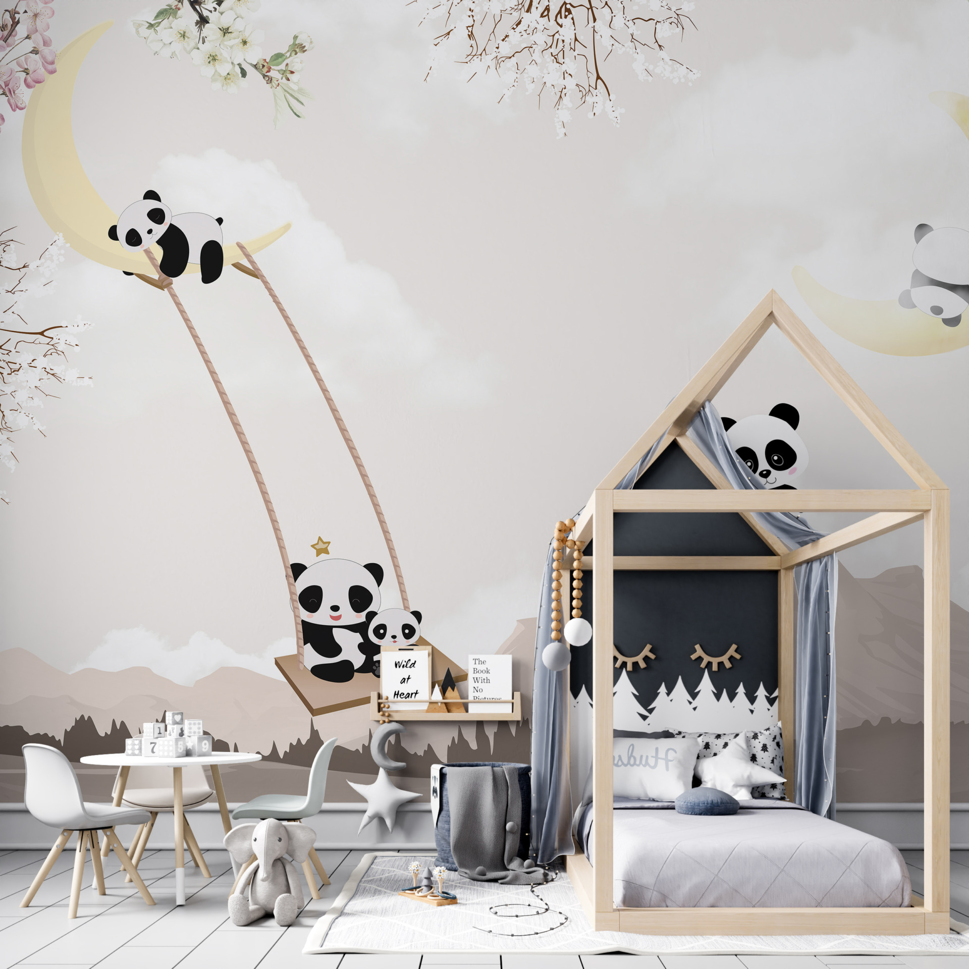 Zidni mural Panda na ljuljačkoj