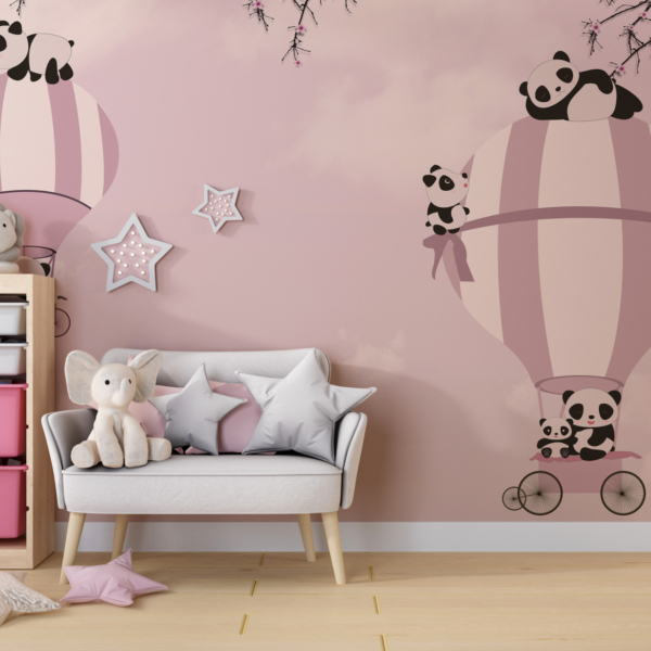 Zidni mural Panda na ružičastom nebu