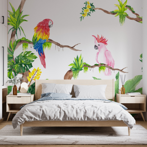 Zidni mural Papige na granama