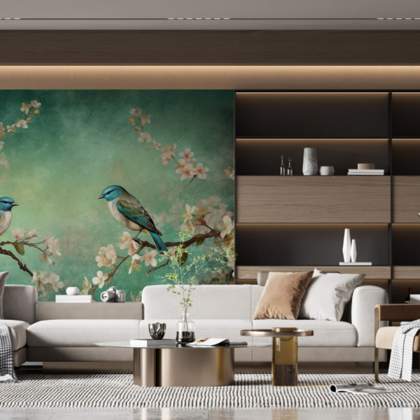 Zidni mural para plavih ptica