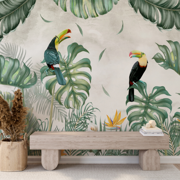 Zidni mural s parom tukana