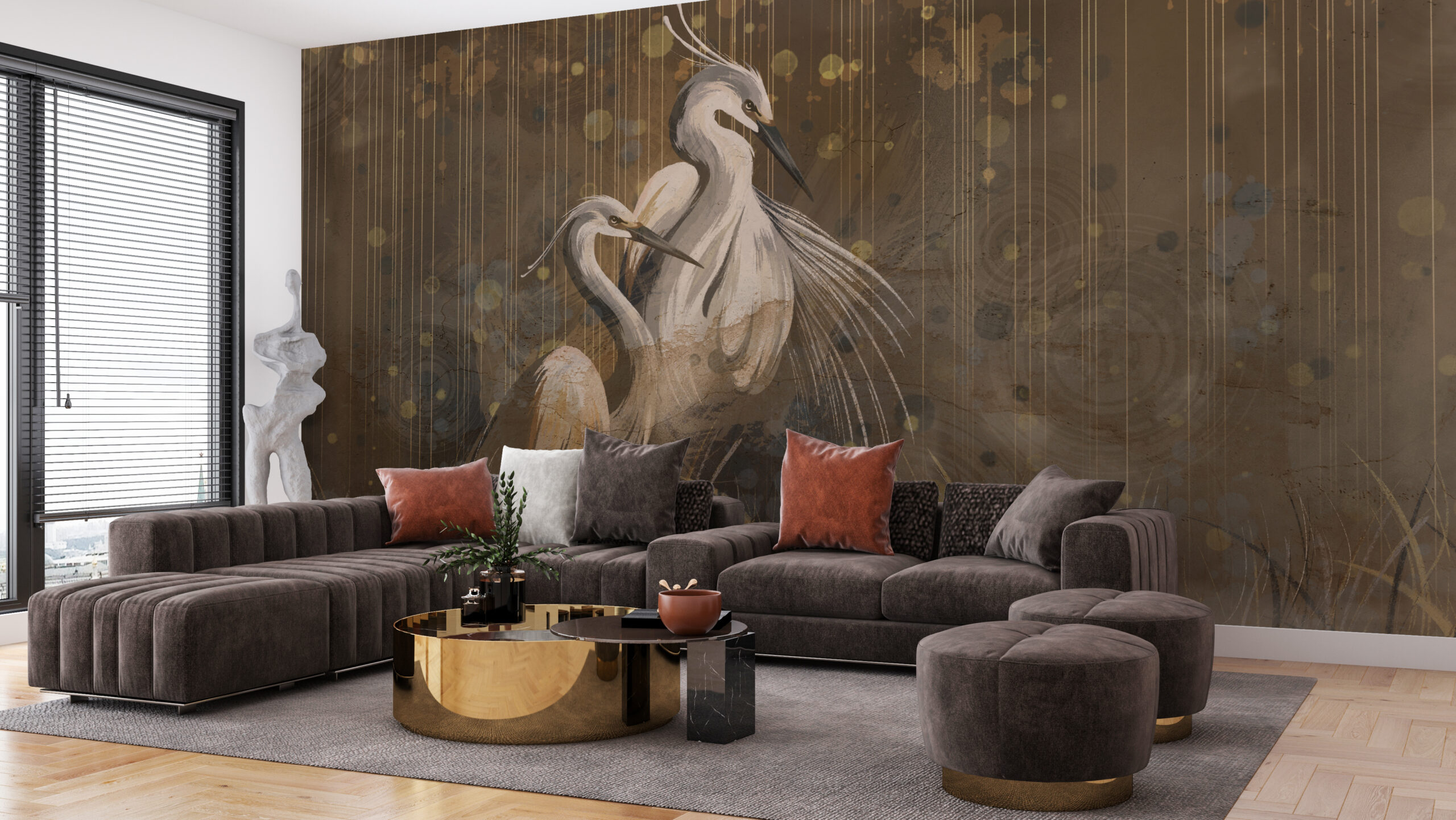 Zidni zidni zid s parom dizalica