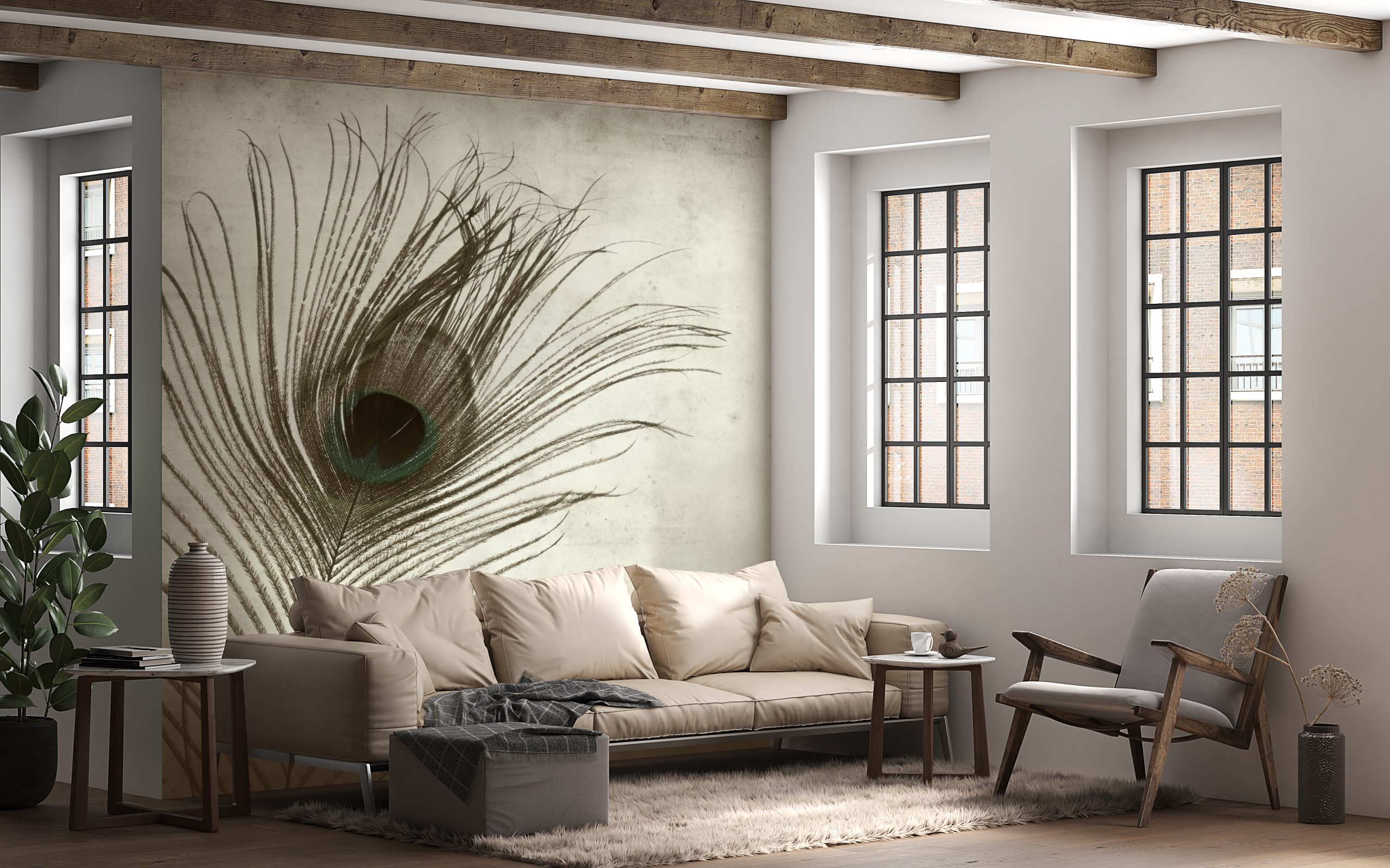 Foto pozadina Peacock Eye u sivoj boji