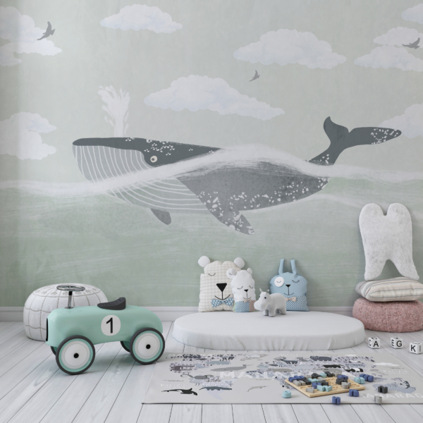 Zidni mural o plivajućem kitu