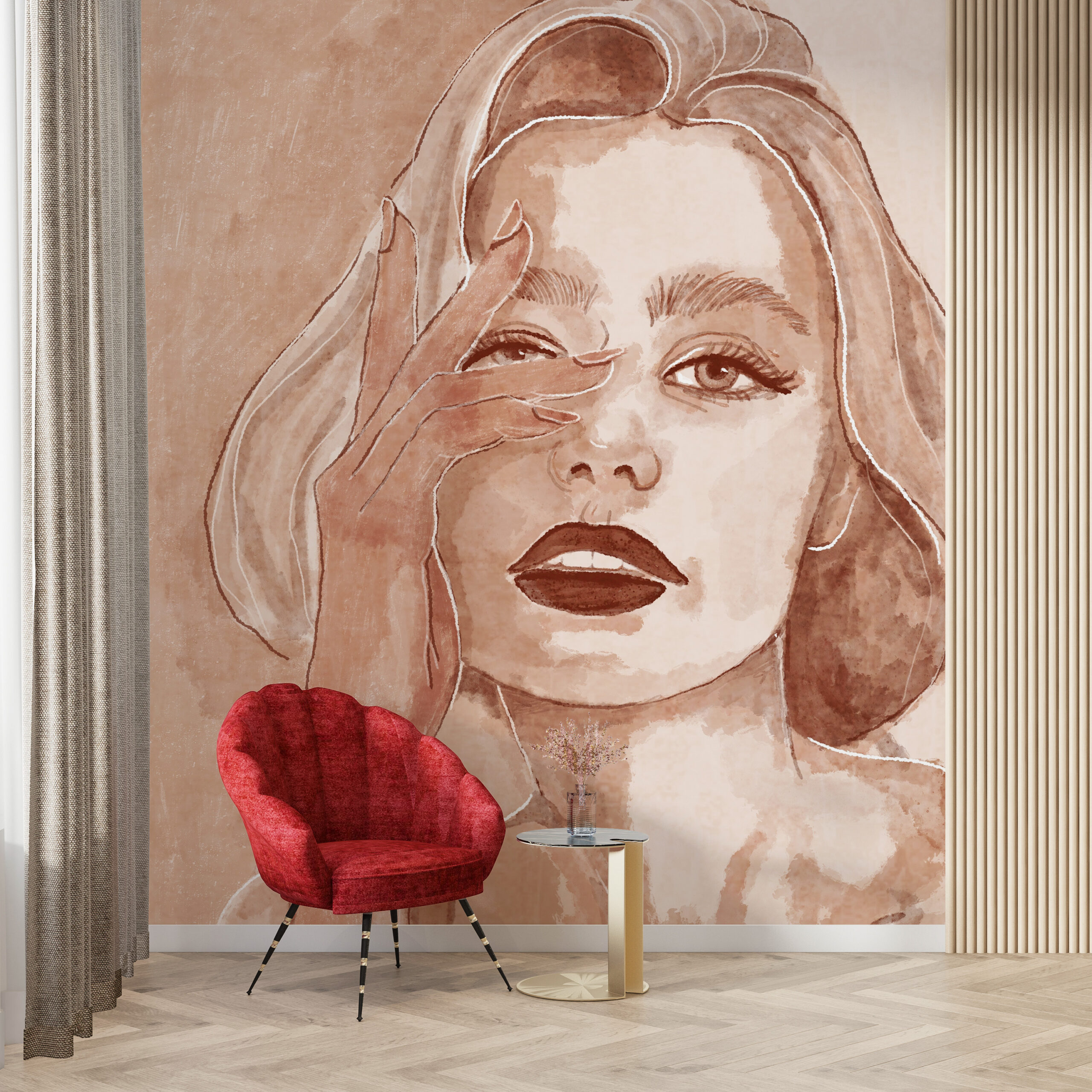 Zidni mural Portret žene iz Sepije