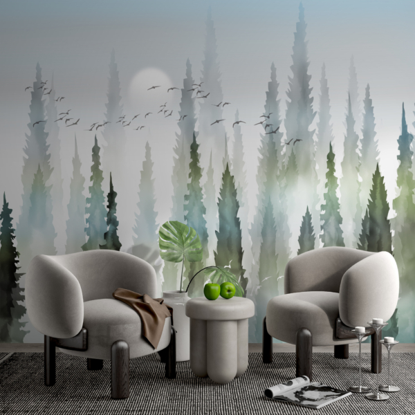 Zidni mural Ptice u rastućoj šumi