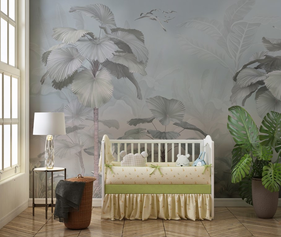 Zidni mural Ptice među perjanicama palmi