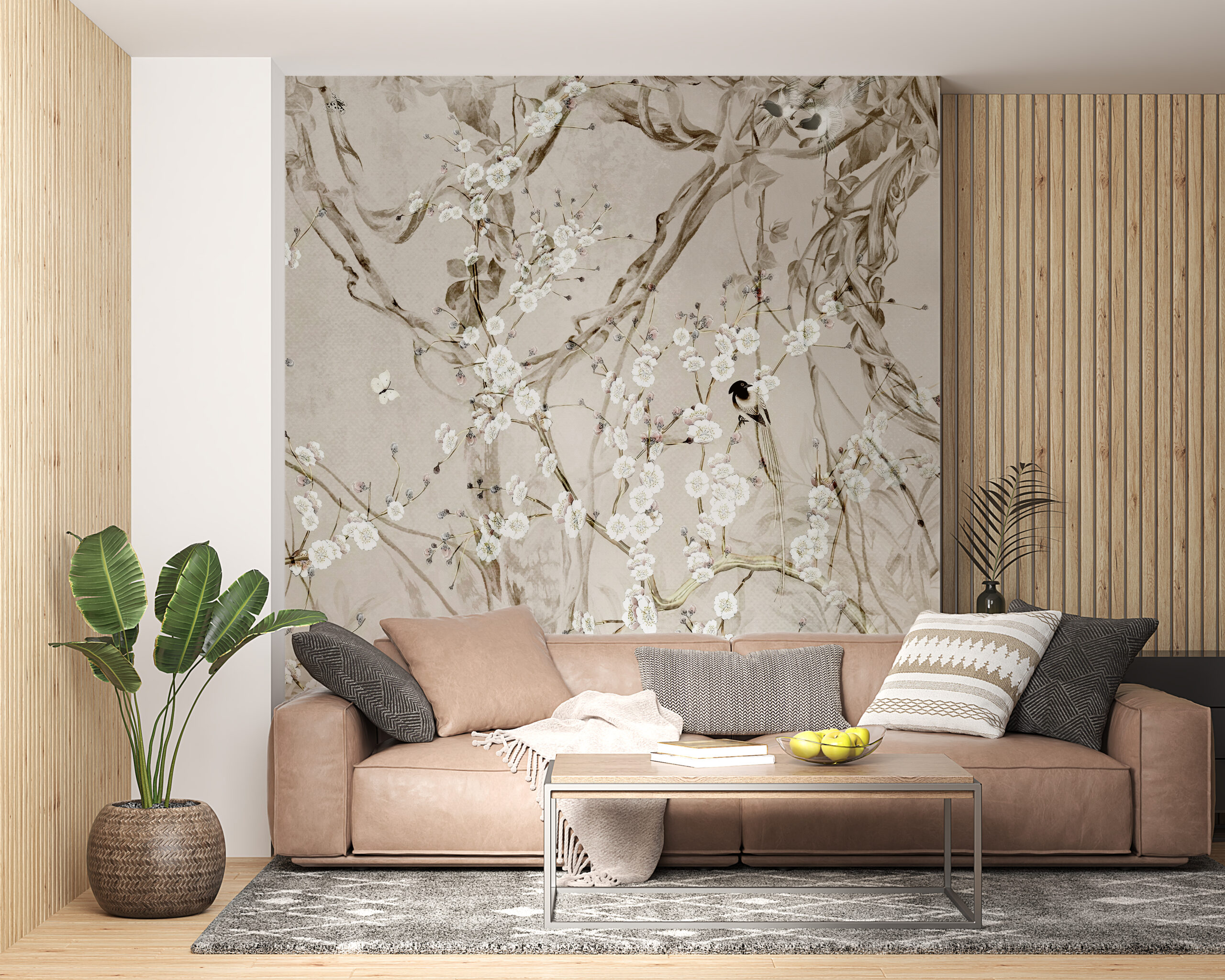 Zidni zid Ptice među cvijećem