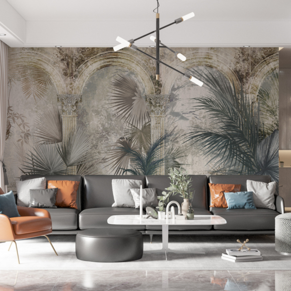 Zidni mural s cvjetnom kolonadom