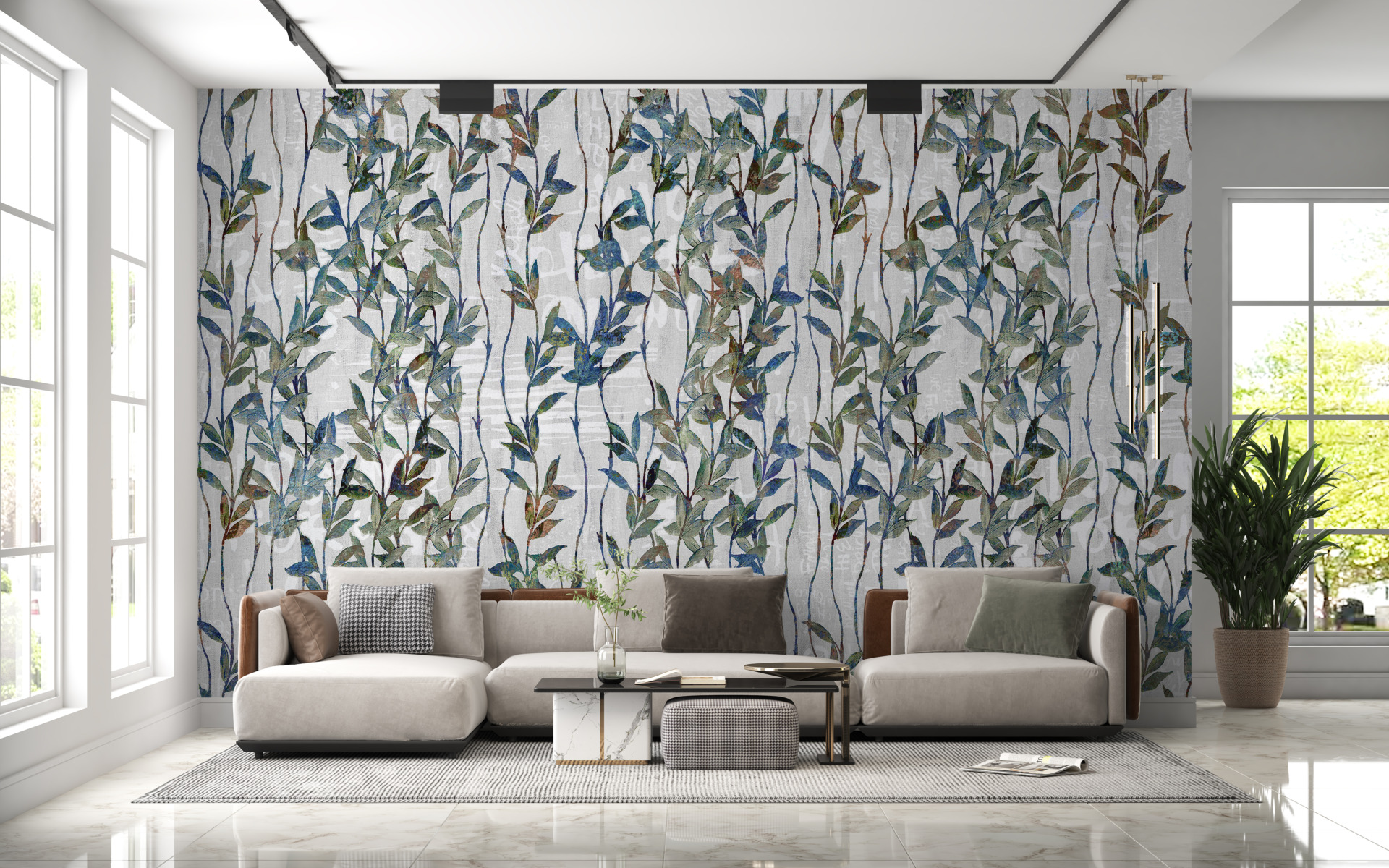 Zidni mural od cvjetne tkanine