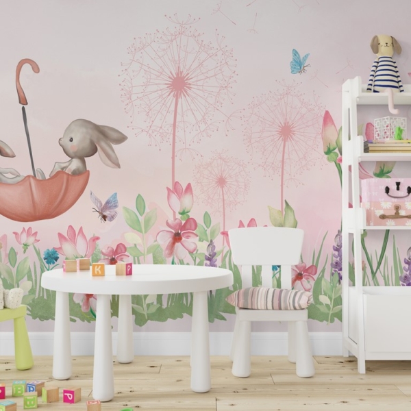 Zidni mural Pink Meadow za djecu