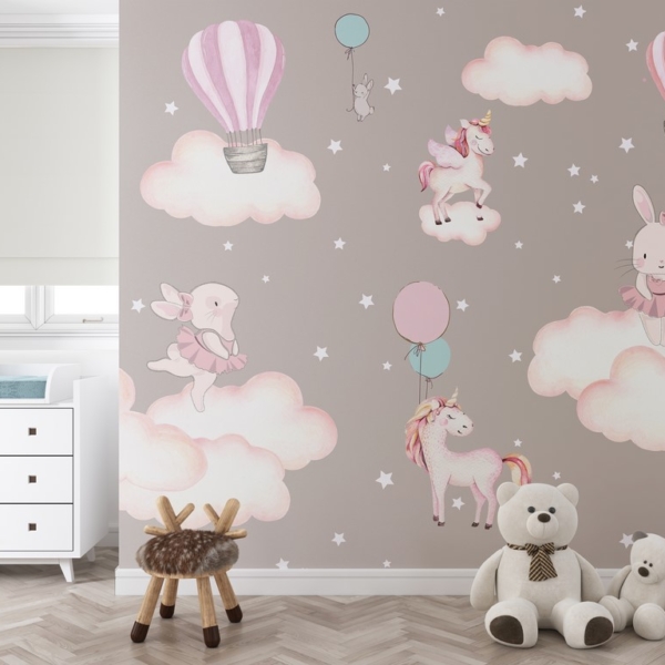 Pozadina Ružičasti zečići i jednorozi