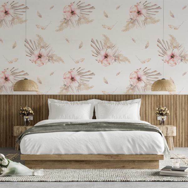 Ružičasti zidni zidni zid Mali cvjetovi