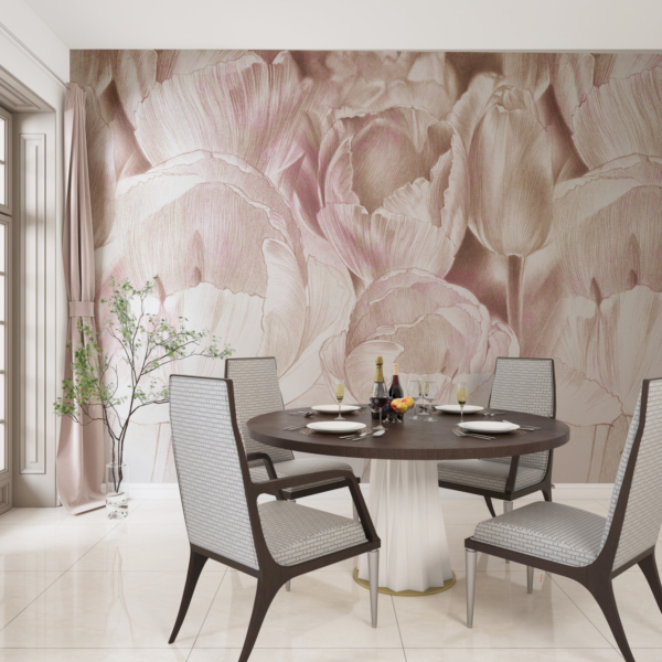 Zidni mural Ružičasti tulipani