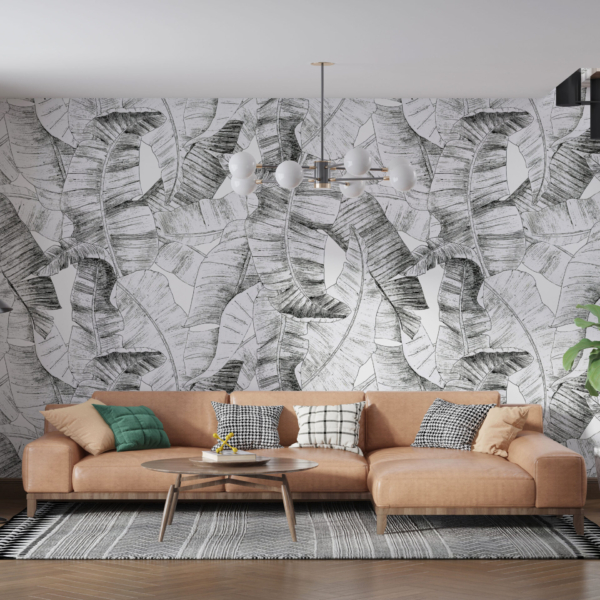 Zidni zidni zid s nacrtanim lišćem