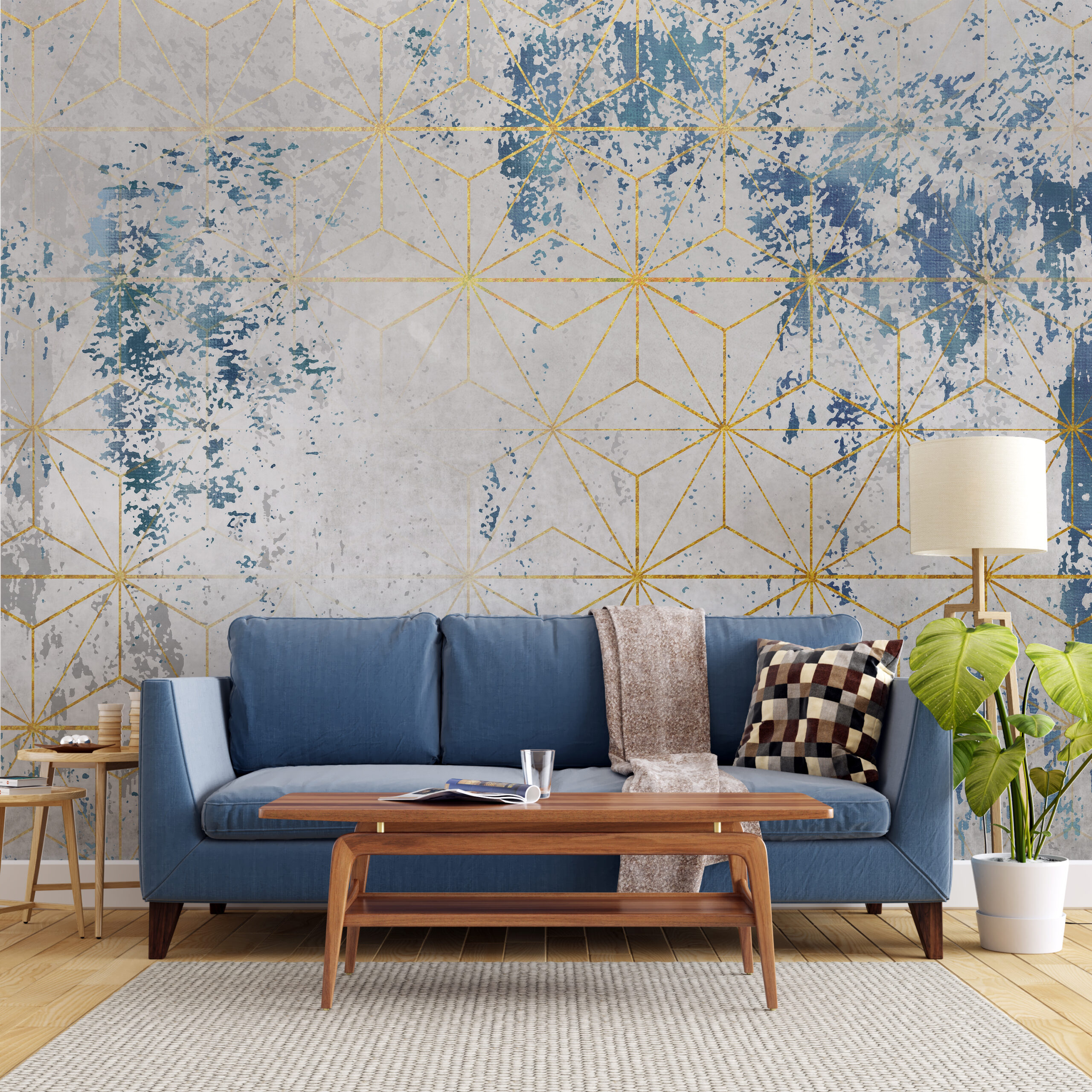 Zidni mural Zlatni trokuti