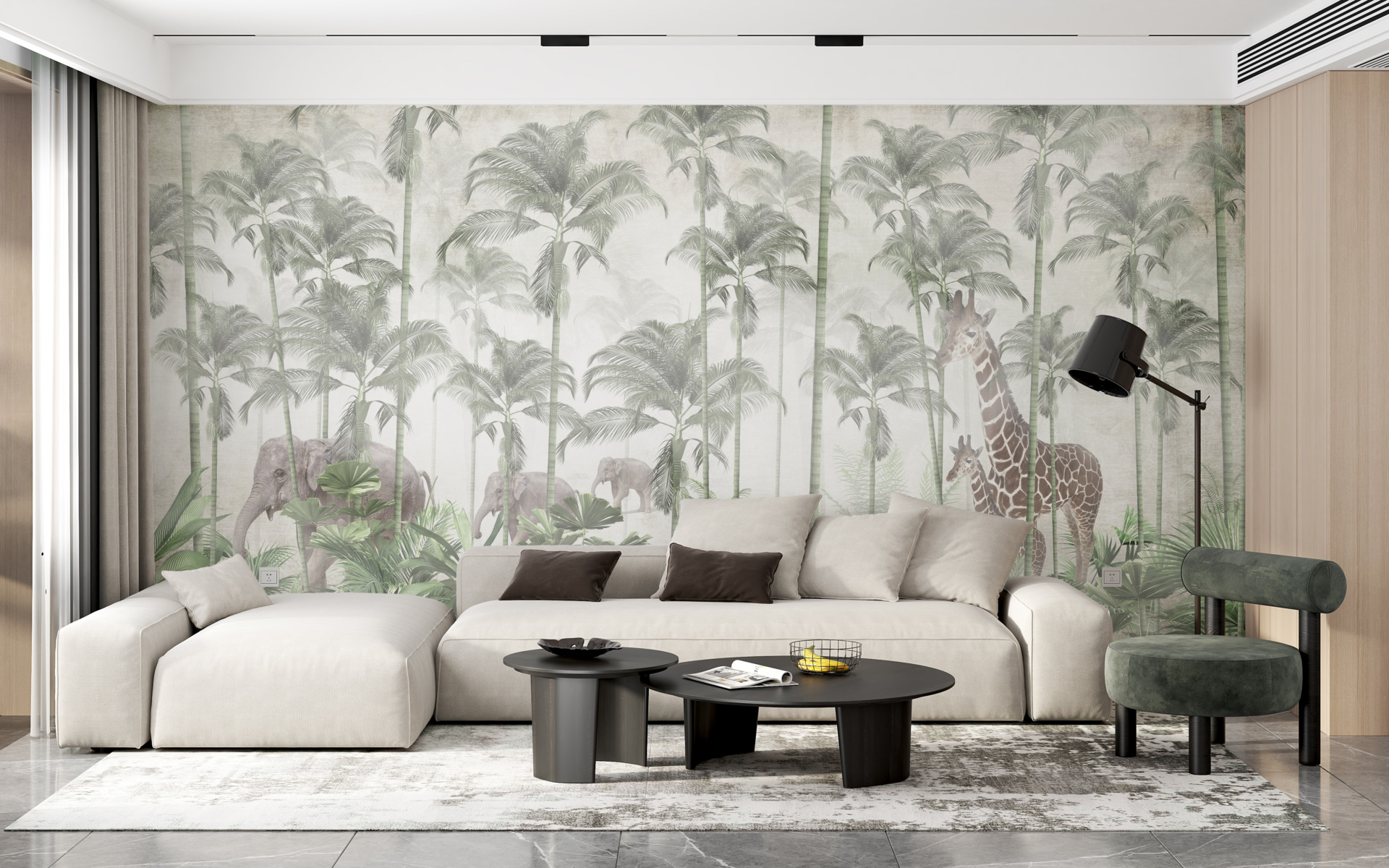 Zidni mural Hodajuće žirafe i slonovi