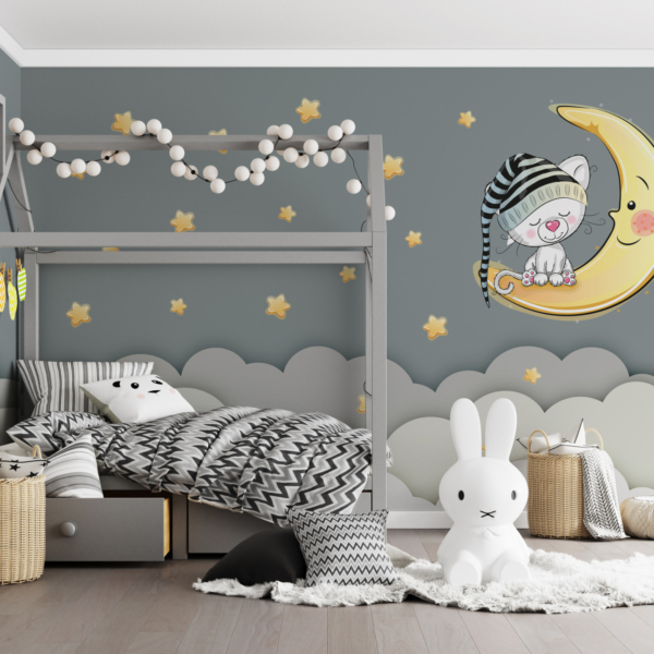 Zidni mural Uspavani mačić na Mjesecu